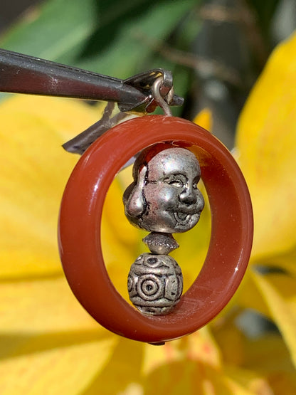 Carnelian pendant made by Gem &amp; Zen, 32mm high x 24mm wide x 8mm thick. Sold with adjustable black cord!