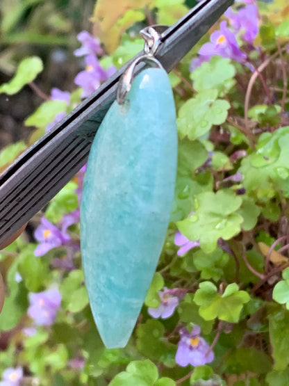 Amazonite, pendant measuring 52mm high x 24mm wide x 8mm thick. Sold with a free adjustable black cord!