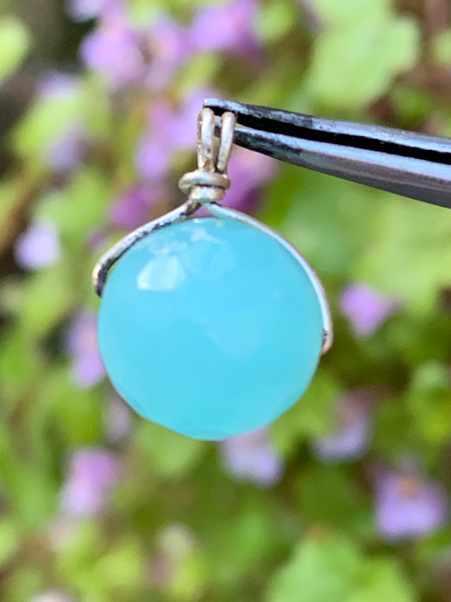 Amazonite, Silver pendant, 16mm high x 10mm wide x 10mm thick. Sold with a free adjustable black cord!
