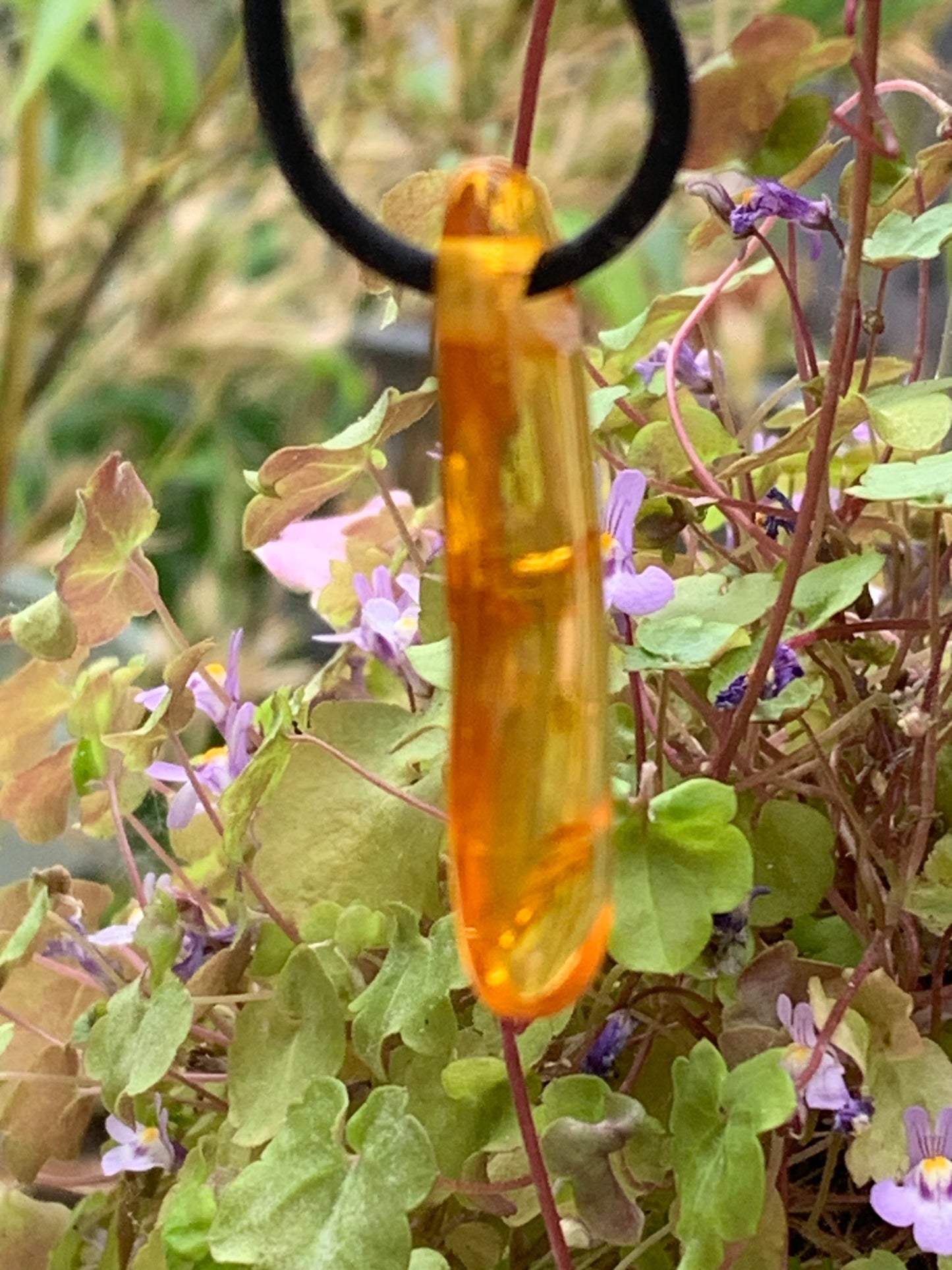 Amber, pendant measuring 40x10x6 millimeters, sold with a sliding (adjustable) black leather cord from 40 to 70 centimeters!