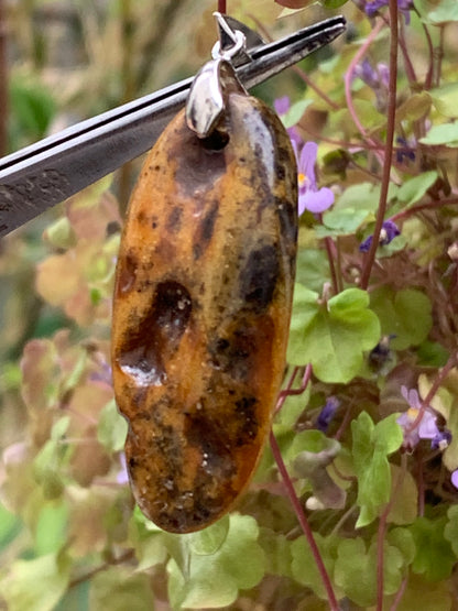 Amber, pendant measuring 50x18x10 millimeters, sold with a sliding (adjustable) black leather cord measuring 40 to 70 centimeters!