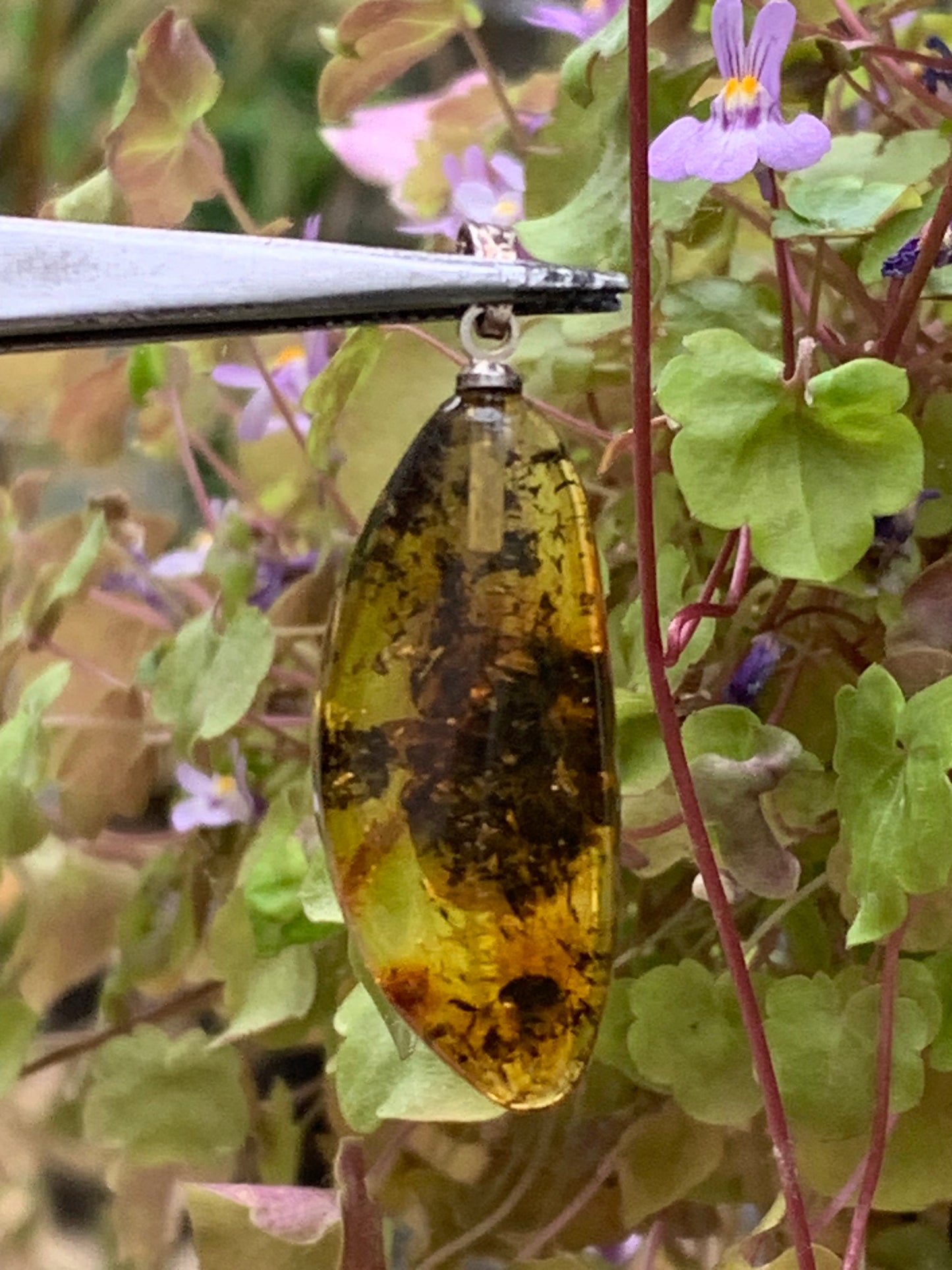 Amber, pendant measuring 40x13x9 millimeters, sold with a sliding (adjustable) black leather cord from 40 to 70 centimeters!