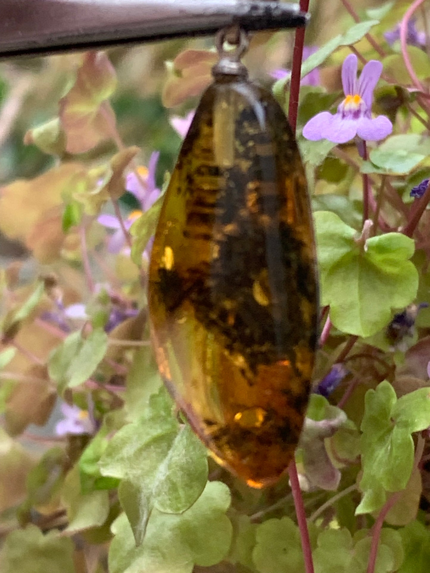 Amber, pendant measuring 40x13x9 millimeters, sold with a sliding (adjustable) black leather cord from 40 to 70 centimeters!