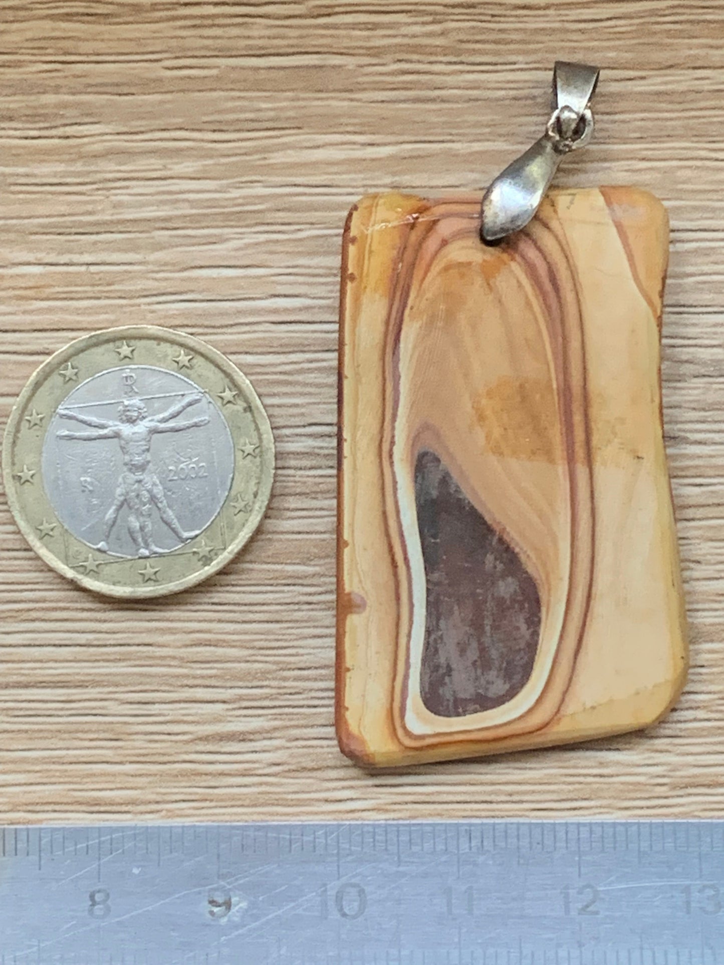 Jaspe paysage, pendentif de 60x30x5 millimètres, vendu avec cordon coulissant (réglable), en cuir noir de 40 à 70 centimètres !