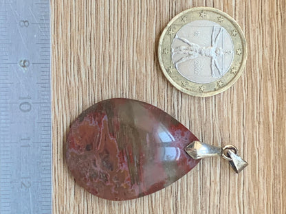 Bois fossilisé/ pétrifié, pendentif en cabochon de 48x26x7 millimètres, vendu avec cordon coulissant (réglable) marron de 40 à 70 centimètres !