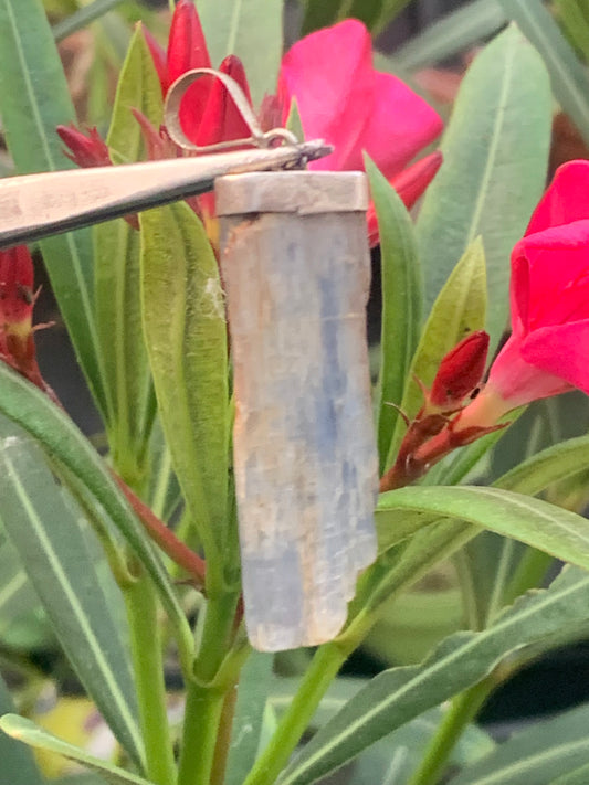 Kyanite disthene, pendant measuring 60 millimeters x 14 x 2. Sold with or without a black cord and adjustable by 60 cm!