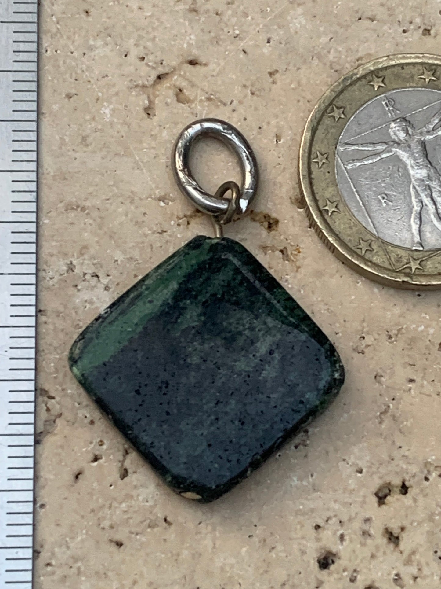 Zoisite pendant mounted by G &amp; Z, 37 mm high x 25 x 5. Sold with an adjustable black cord!
