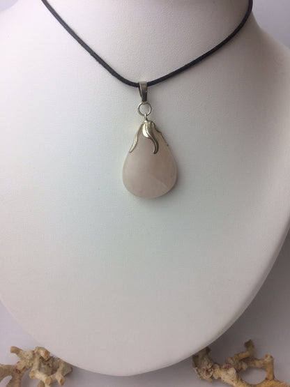 Quartz Rose, cabochon 'goutte', qualité A à AA, 30 x 20 x 8 mm environ, parfait pour la bijouterie, collection, lithothérapie...