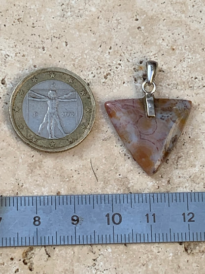 Jaspe orbiculaire, pendentif en Argent de 30mm de hauteur x24 de largeur x4 d'épaisseur. Vendu avec cordon réglable !