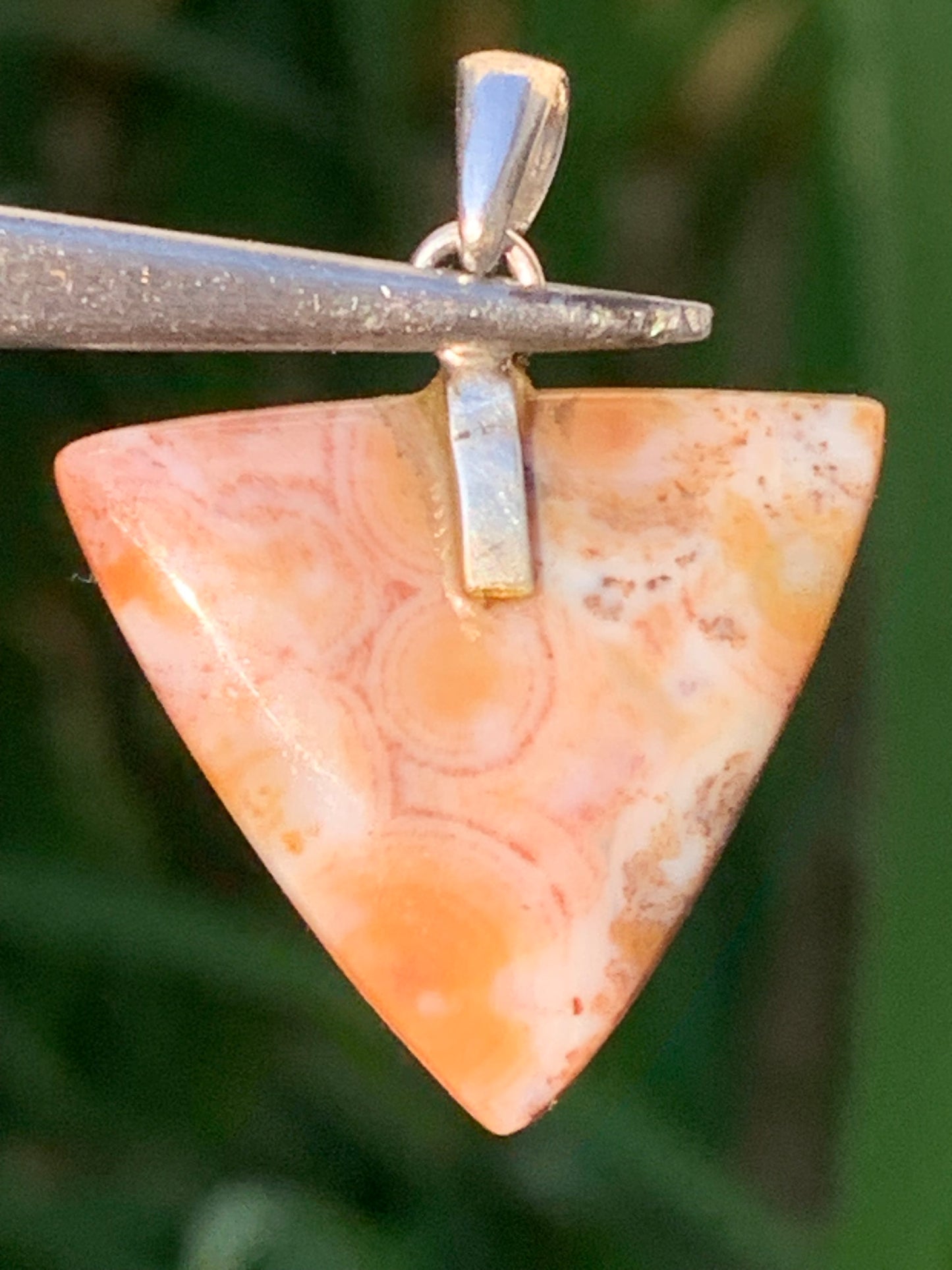Jaspe orbiculaire, pendentif en Argent de 30mm de hauteur x24 de largeur x4 d'épaisseur. Vendu avec cordon réglable !