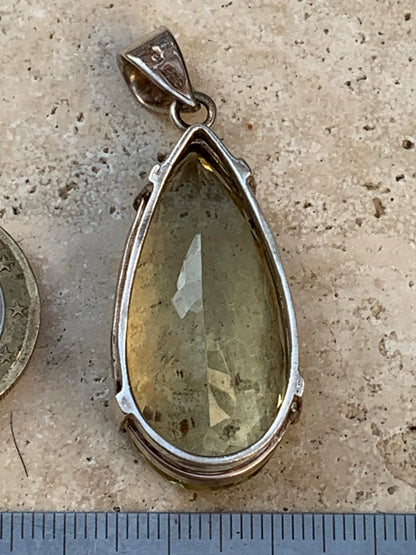 Citrine, Silver pendant, 47mm high x 20mm wide x 12mm thick. Sold with adjustable cord!
