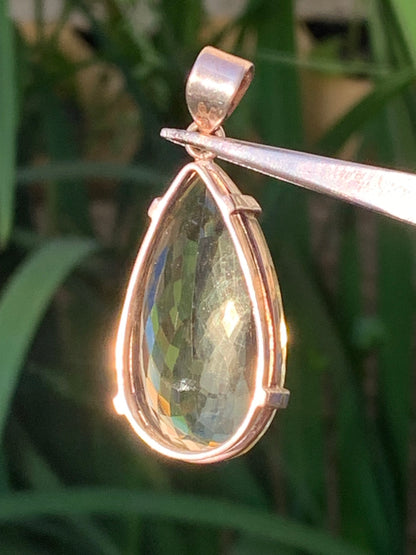 Citrine, Silver pendant, 47mm high x 20mm wide x 12mm thick. Sold with adjustable cord!
