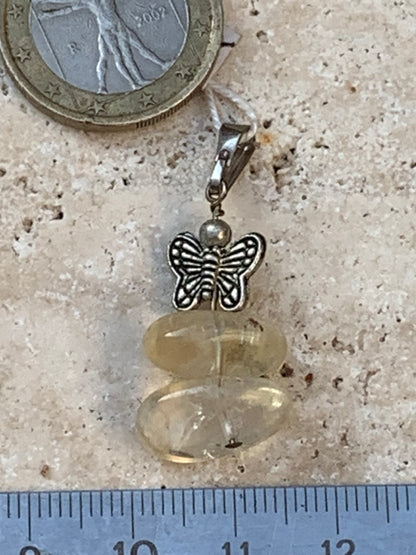 Citrine, Silver pendant, 35 mm high x 15 mm wide x 10 mm thick. Sold with adjustable cord!