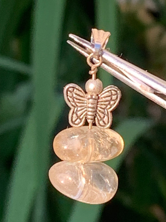 Citrine, Silver pendant, 35 mm high x 15 mm wide x 10 mm thick. Sold with adjustable cord!