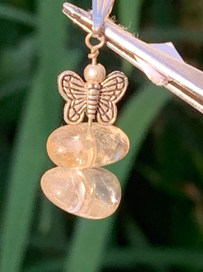 Citrine, Silver pendant, 35 mm high x 15 mm wide x 10 mm thick. Sold with adjustable cord!