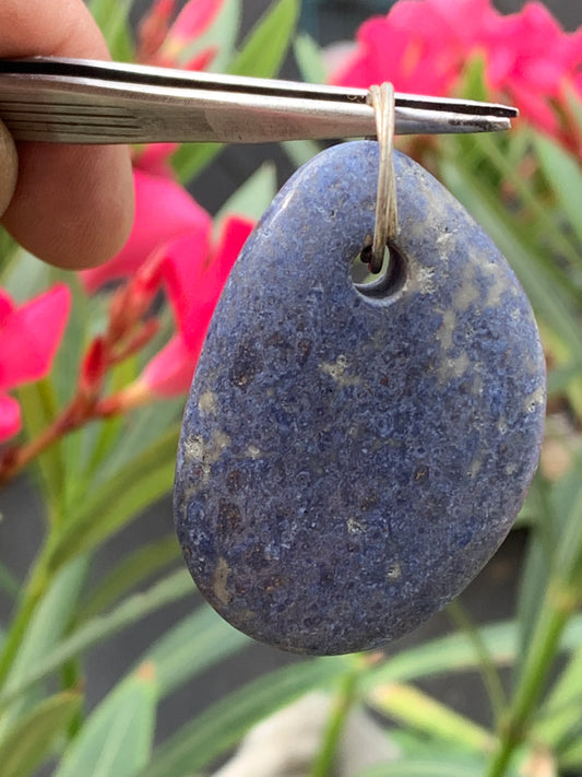 Dumortierite, pendant measuring 47mm high x 32mm wide x 12mm deep. Sold with an adjustable black cord!