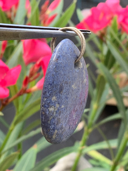 Dumortierite, pendant measuring 47mm high x 32mm wide x 12mm deep. Sold with an adjustable black cord!