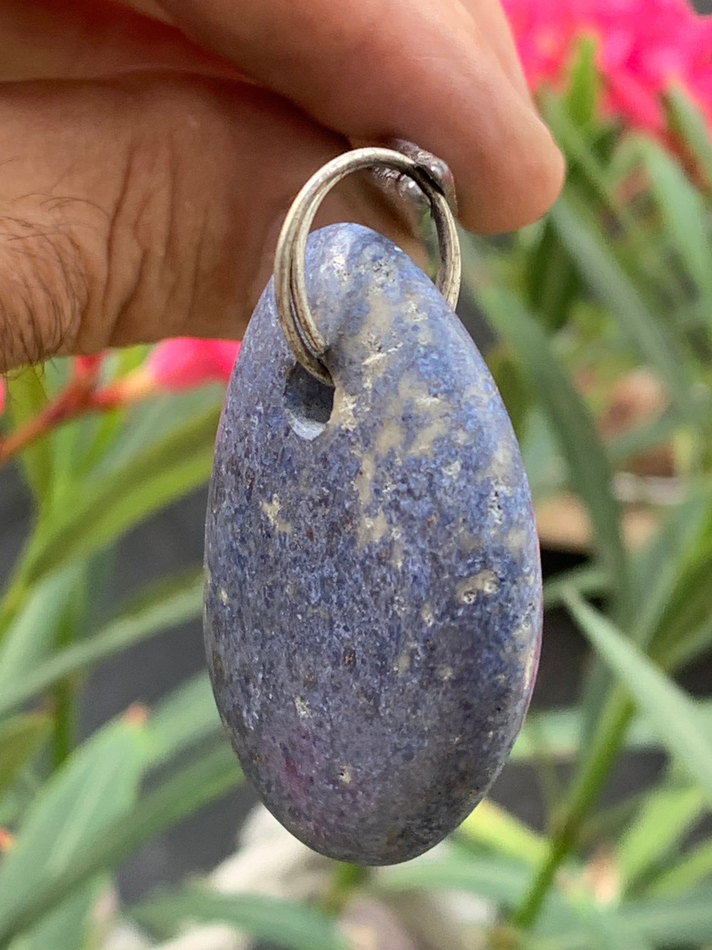 Dumortierite, pendant measuring 47mm high x 32mm wide x 12mm deep. Sold with an adjustable black cord!