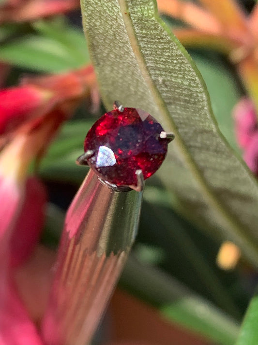 Grenat, pierre taillée de 7mm de diamètre x 5 - 2 carats. Parfait en bijouterie, collection ,exposition...