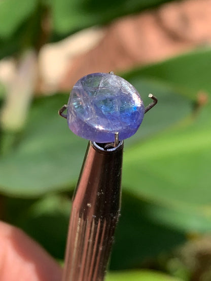 Cyanite disthène, cabochon de 10mm de diamètre x 5 - 4,5 carats. Parfait en bijouterie, collection, exposition...