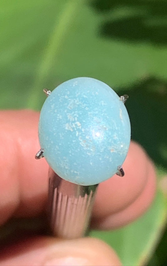 Amazonite, cabochon de 12mm x10 x3 - 3,5 carats. Parfait en bijouterie, collection ,exposition...