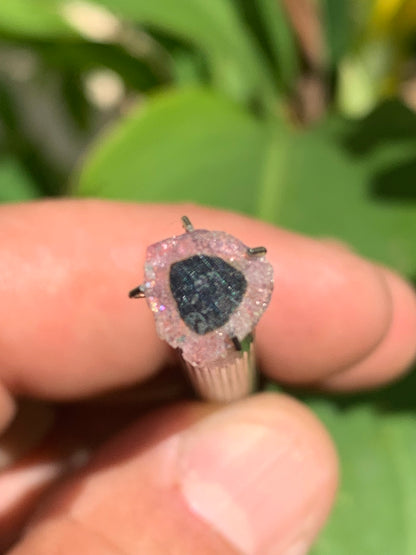 Tourmaline melon d'eau/ pastèque, de 9mm x8 x2 environ - 0,5 carat. Parfait en bijouterie, collection ,exposition...