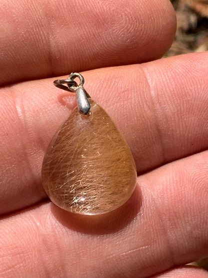 Rock crystal/golden rutile quartz 25mm x15 x7 - 3.9 gr., Perfect for jewelry, collection, exhibition...