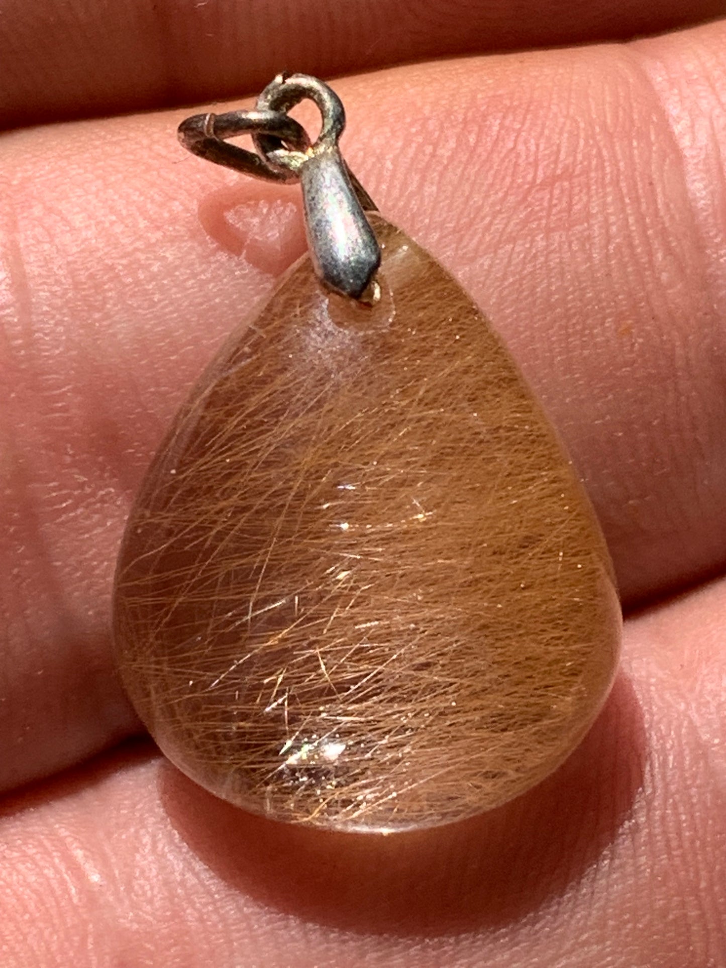 Rock crystal/golden rutile quartz 25mm x15 x7 - 3.9 gr., Perfect for jewelry, collection, exhibition...