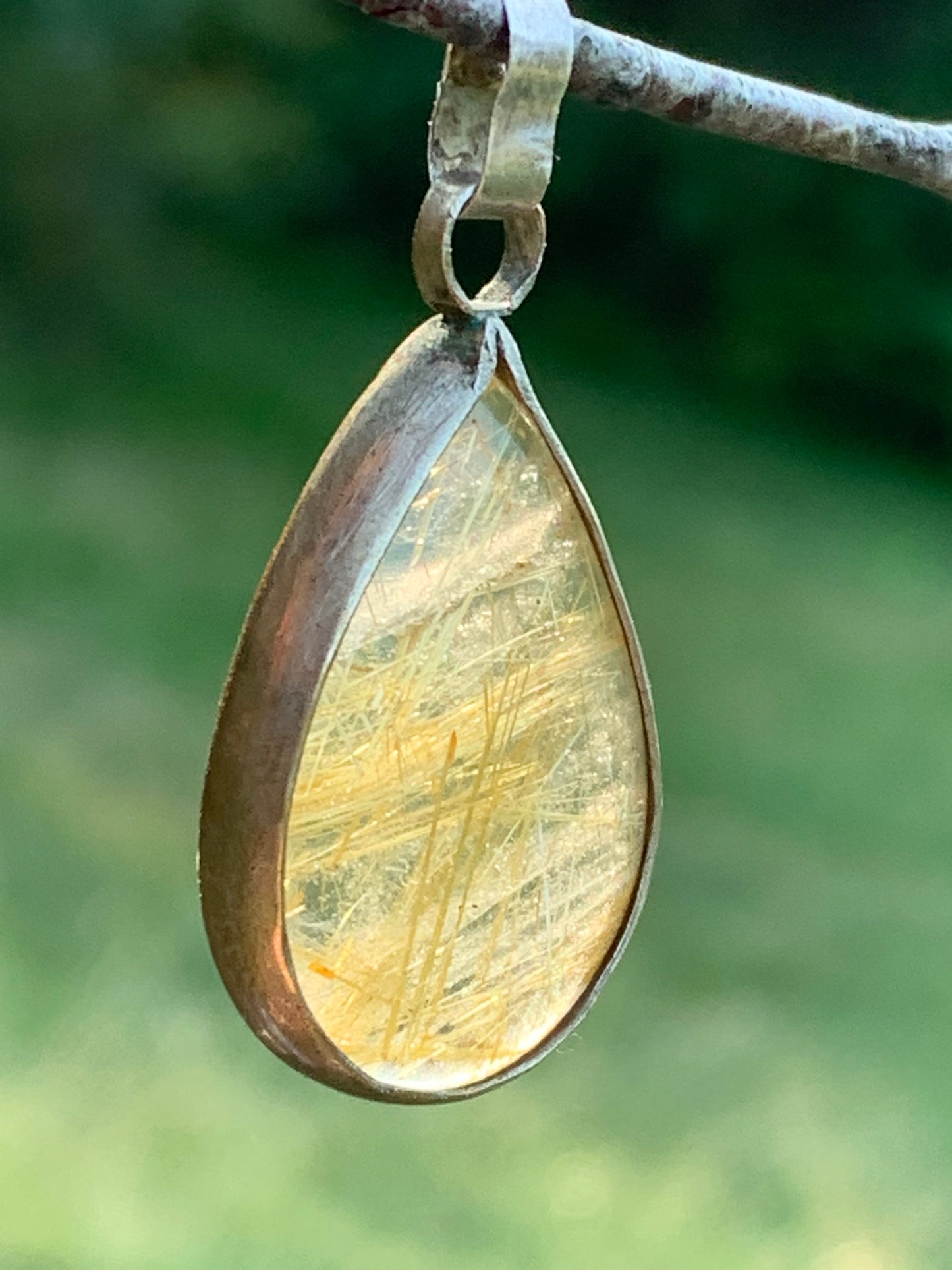 Rock crystal/quartz with golden rutiles, 35mm x 17 x 6 - 4.8 gr., perfect for jewelry, collections, exhibitions...
