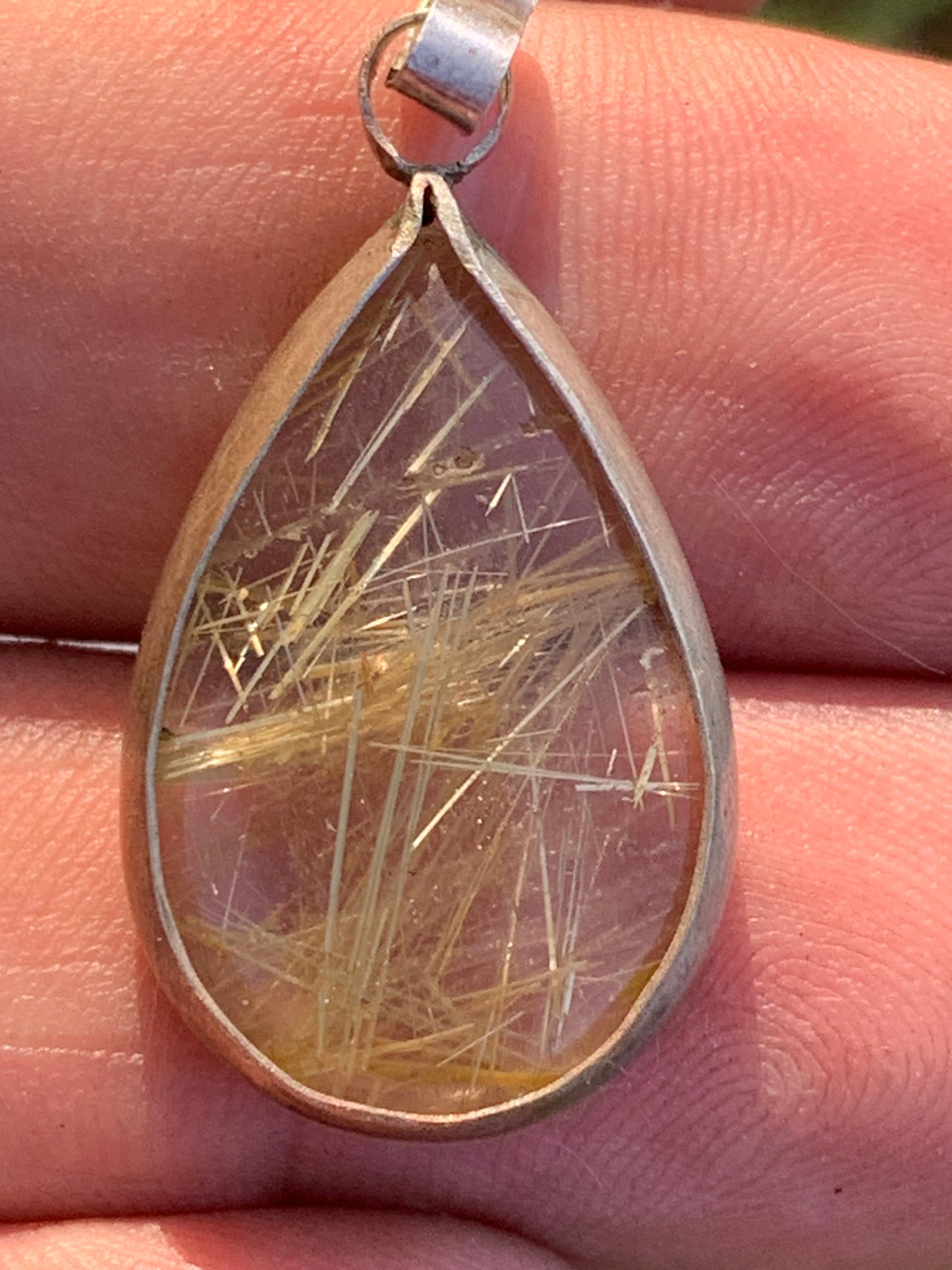 Rock crystal/quartz with golden rutiles, 35mm x 17 x 6 - 4.8 gr., perfect for jewelry, collections, exhibitions...