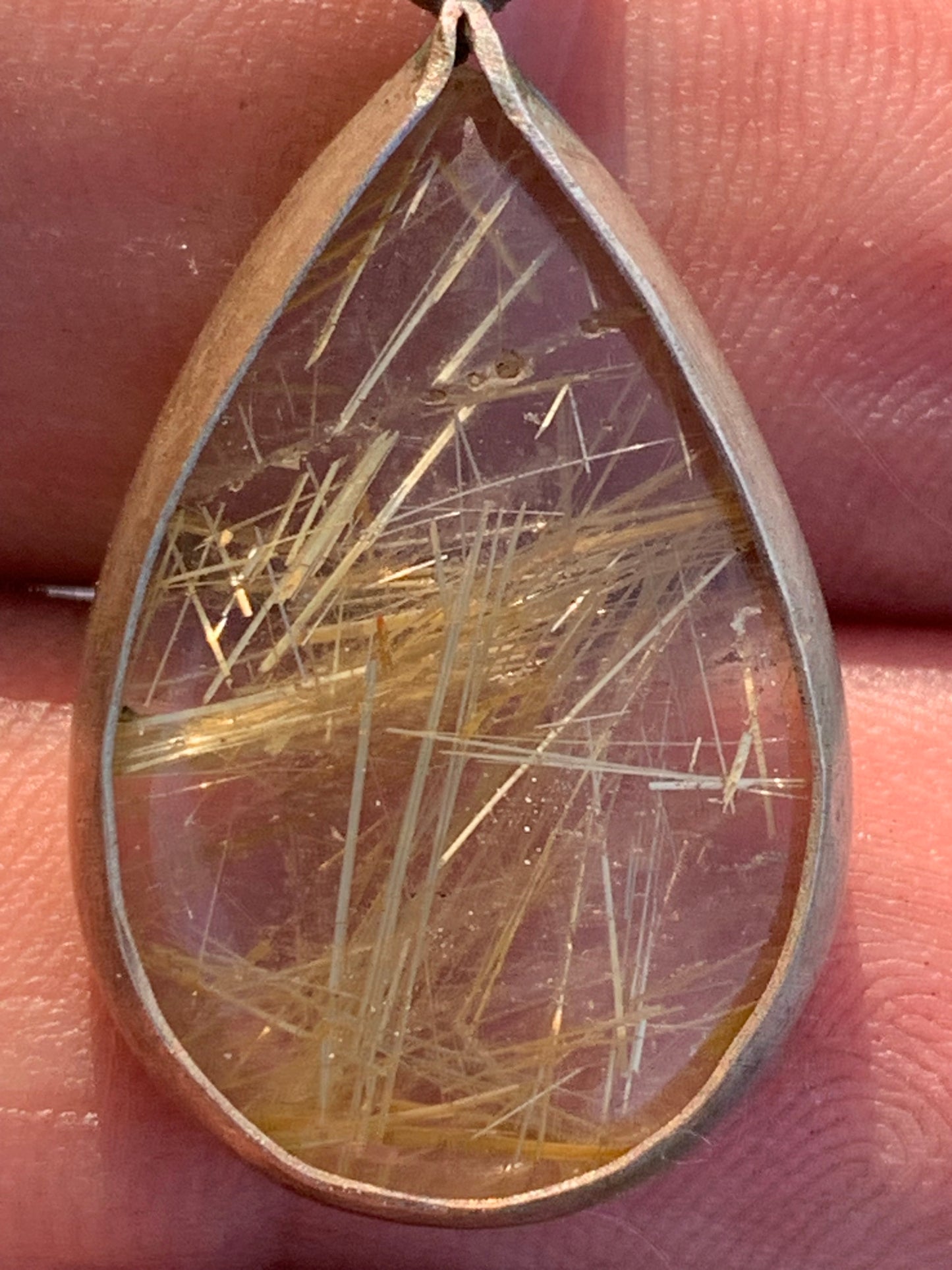 Rock crystal/quartz with golden rutiles, 35mm x 17 x 6 - 4.8 gr., perfect for jewelry, collections, exhibitions...