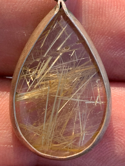 Rock crystal/quartz with golden rutiles, 35mm x 17 x 6 - 4.8 gr., perfect for jewelry, collections, exhibitions...