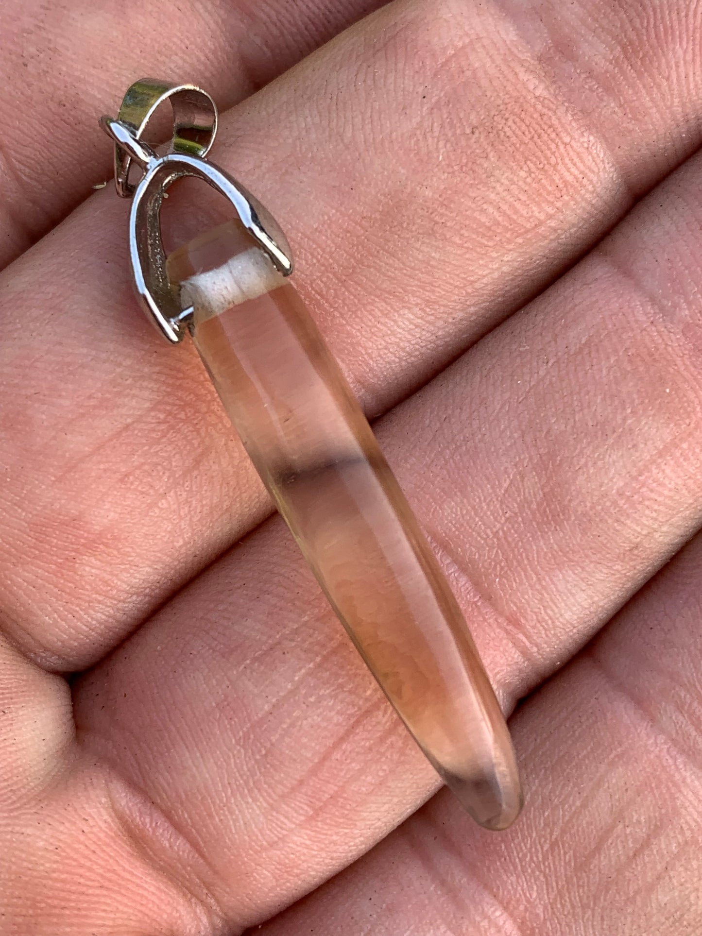 Citrine, silver pendant, 50mm high x 7mm diameter. Sold with adjustable cord!