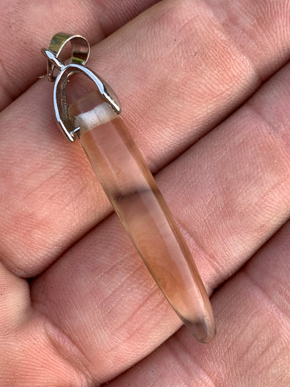 Citrine, silver pendant, 50mm high x 7mm diameter. Sold with adjustable cord!
