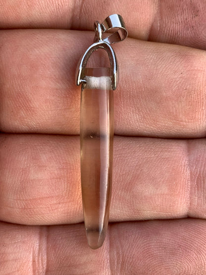 Citrine, silver pendant, 50mm high x 7mm diameter. Sold with adjustable cord!