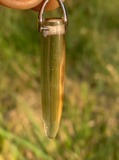 Citrine, silver pendant, 50mm high x 7mm diameter. Sold with adjustable cord!