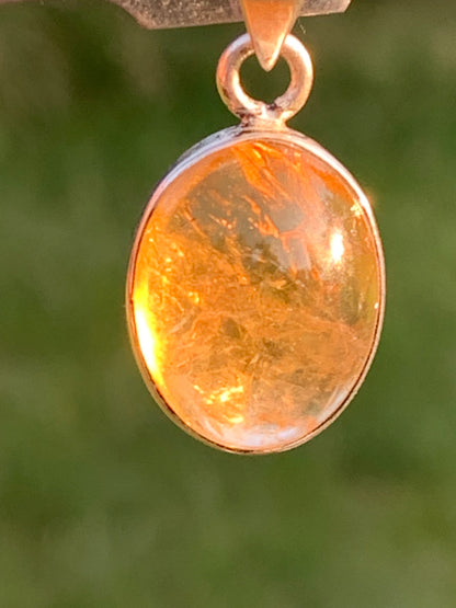 Citrine, silver medallion 30mm high x 14 x 8. Sold with adjustable cord, ready to wear!