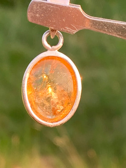 Citrine, silver medallion 30mm high x 14 x 8. Sold with adjustable cord, ready to wear!