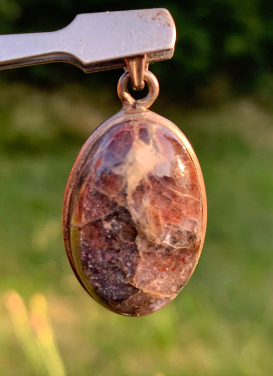 Cacoxenite Amethyst, 38mm x 19 x 10 Silver pendant. Sold with a free adjustable black cord!