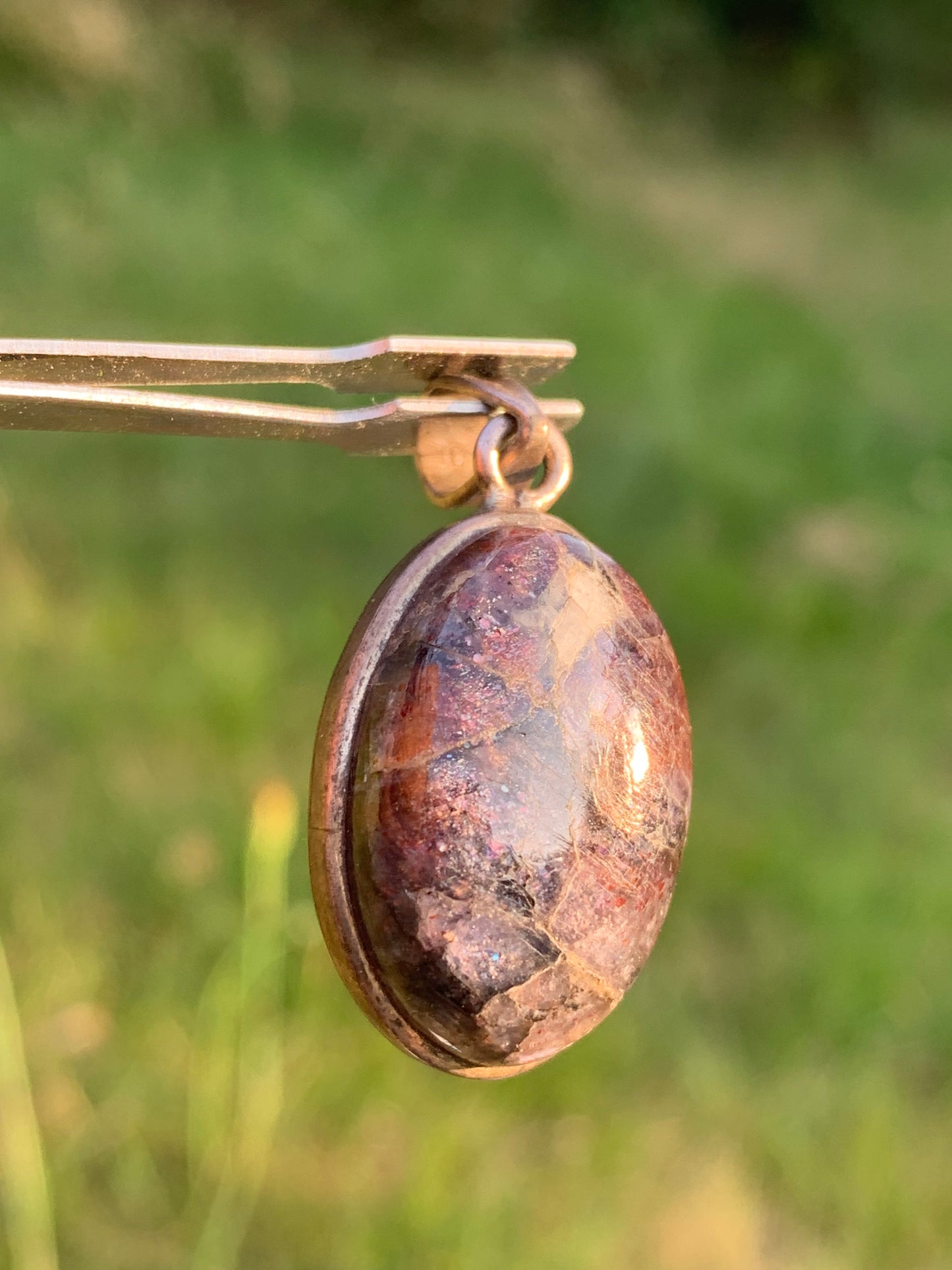 Cacoxenite Amethyst, 38mm x 19 x 10 Silver pendant. Sold with a free adjustable black cord!