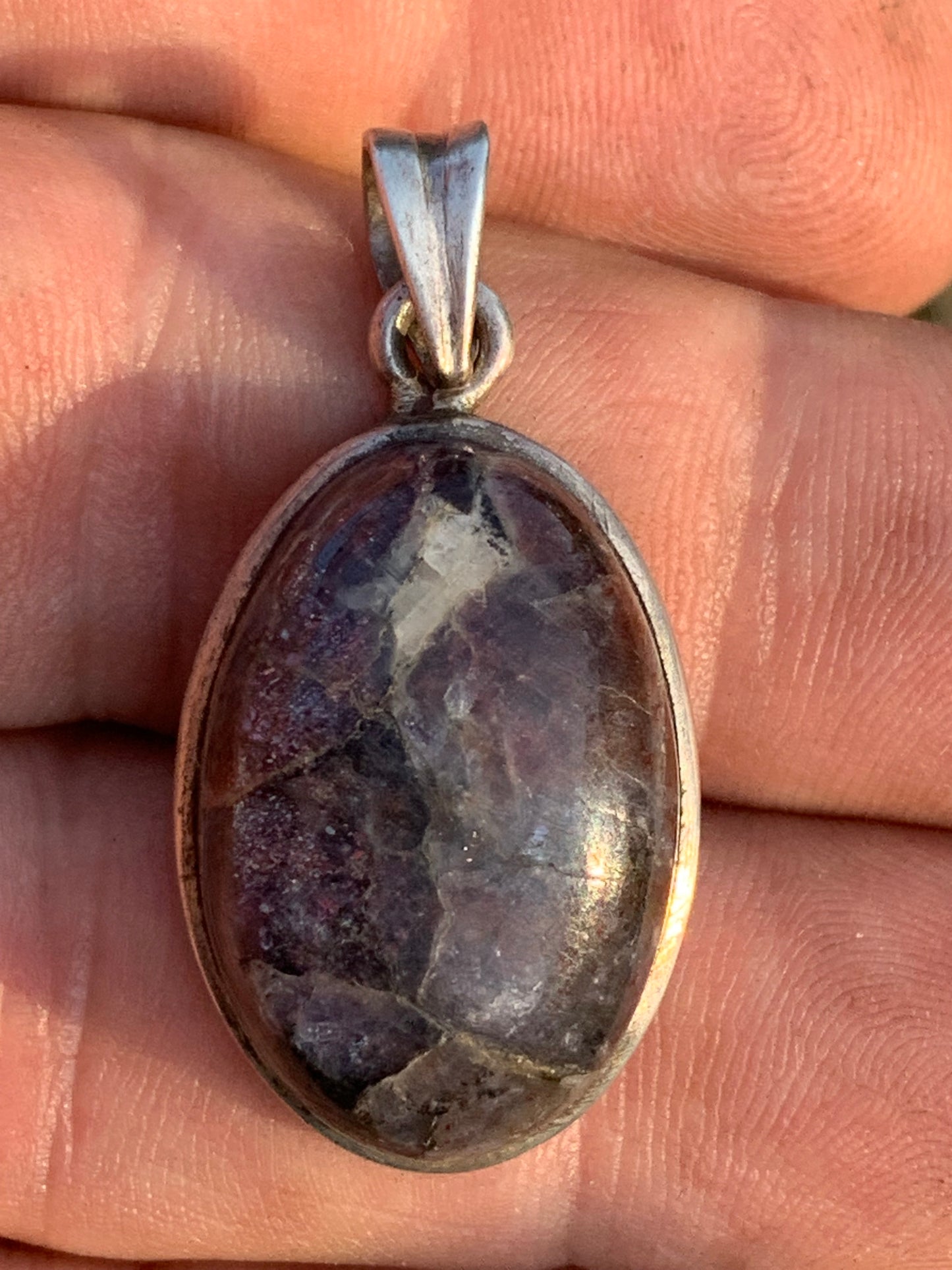 Cacoxenite Amethyst, 38mm x 19 x 10 Silver pendant. Sold with a free adjustable black cord!