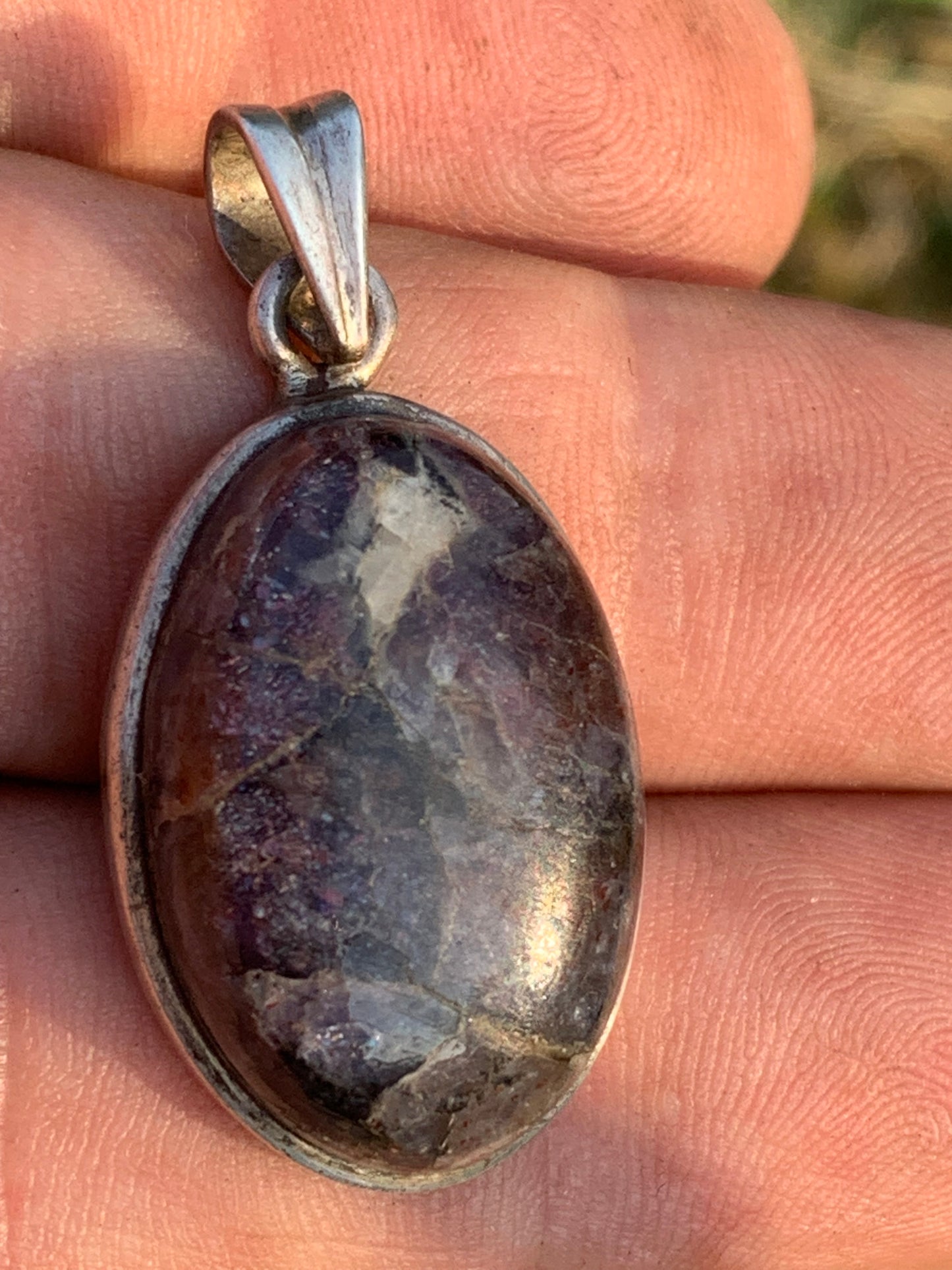 Cacoxenite Amethyst, 38mm x 19 x 10 Silver pendant. Sold with a free adjustable black cord!