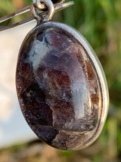 Cacoxenite Amethyst, 38mm x 19 x 10 Silver pendant. Sold with a free adjustable black cord!