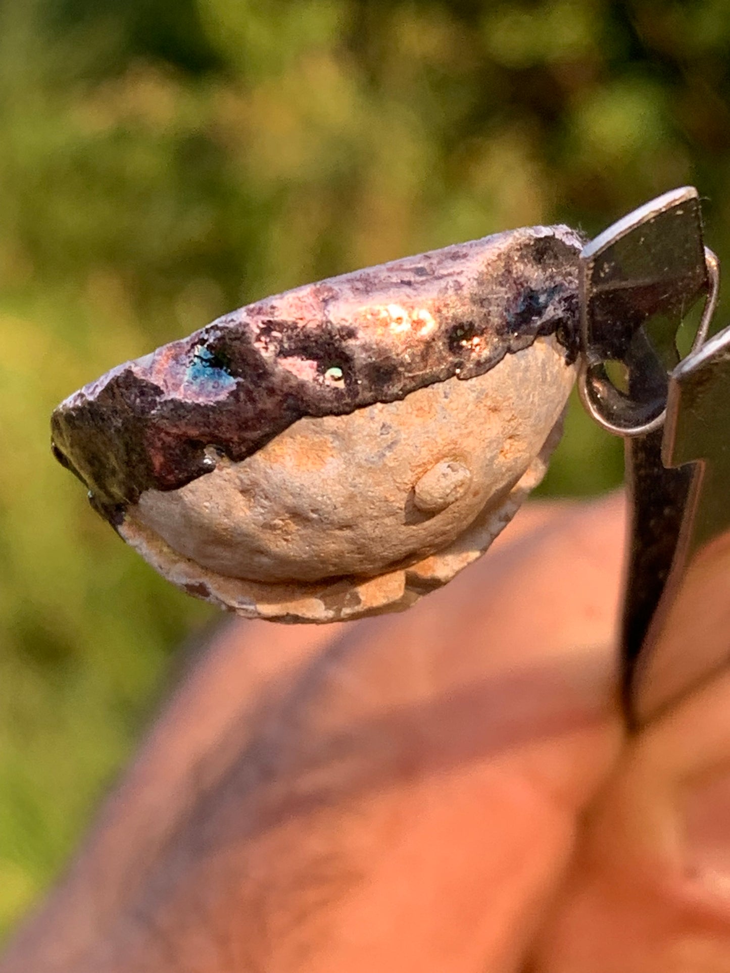 Amethyst and Agate, 'mini-geode' pendant called 'geodinhos', 35mm high x 23 x 15. Sold with free adjustable black cord!