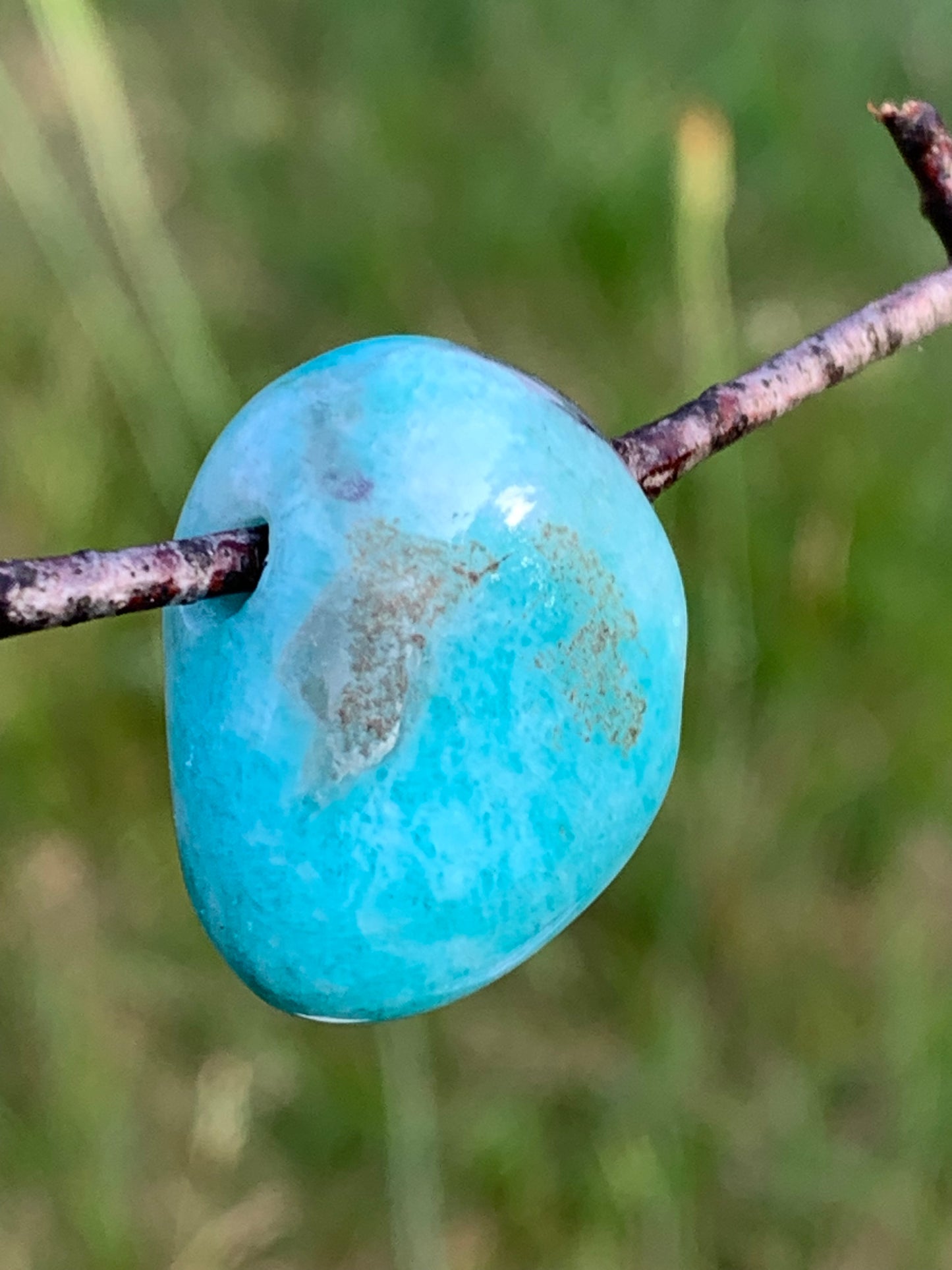 Amazonite, drilled stone 24mm high x 20 x 11. Sold with free adjustable black cord!