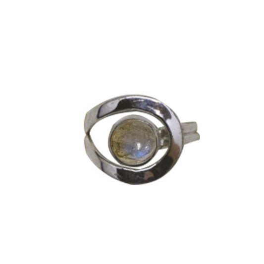 Bague en labradorite bleue, cabochons sertis sur anneau en Argent 0.925 ! Taille réglable d'environ 50 à 60 Fr !