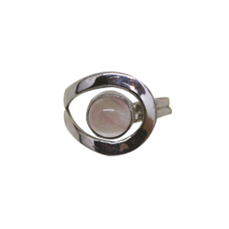 Bague en quartz rose, faîte en Argent 0.925. Superbe pierre au rose cristallin ! Taille réglable !