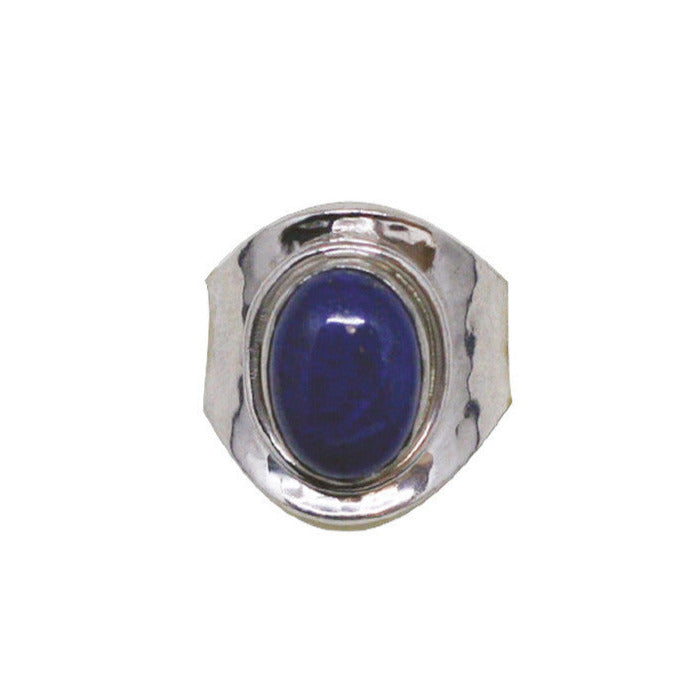 Bague en lapis lazuli, faîte en Argent 0.925. Superbe pierre au bleu pharaon ! Taille réglable !