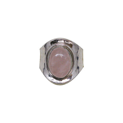 Bague en quartz rose, faîte en Argent 0.925. Superbe pierre au rose cristallin ! Taille réglable !