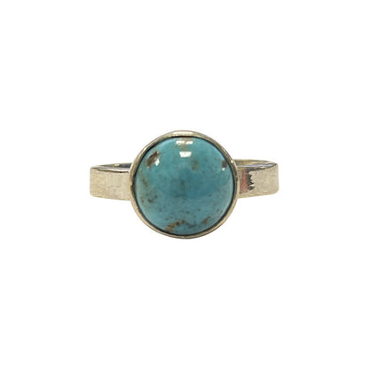 Bague en turquoise, non teintée, cabochon sertis sur anneau en Argent ! Taille disponible de 52, 54 et 56 Fr.